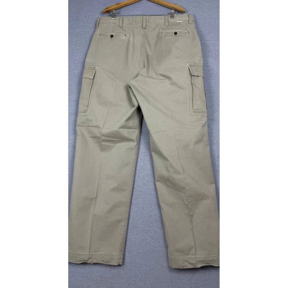 Vintage Polo Ralph Lauren Khaki Cargo Pants Mens 40x32 Tan Cotton Twill Straight